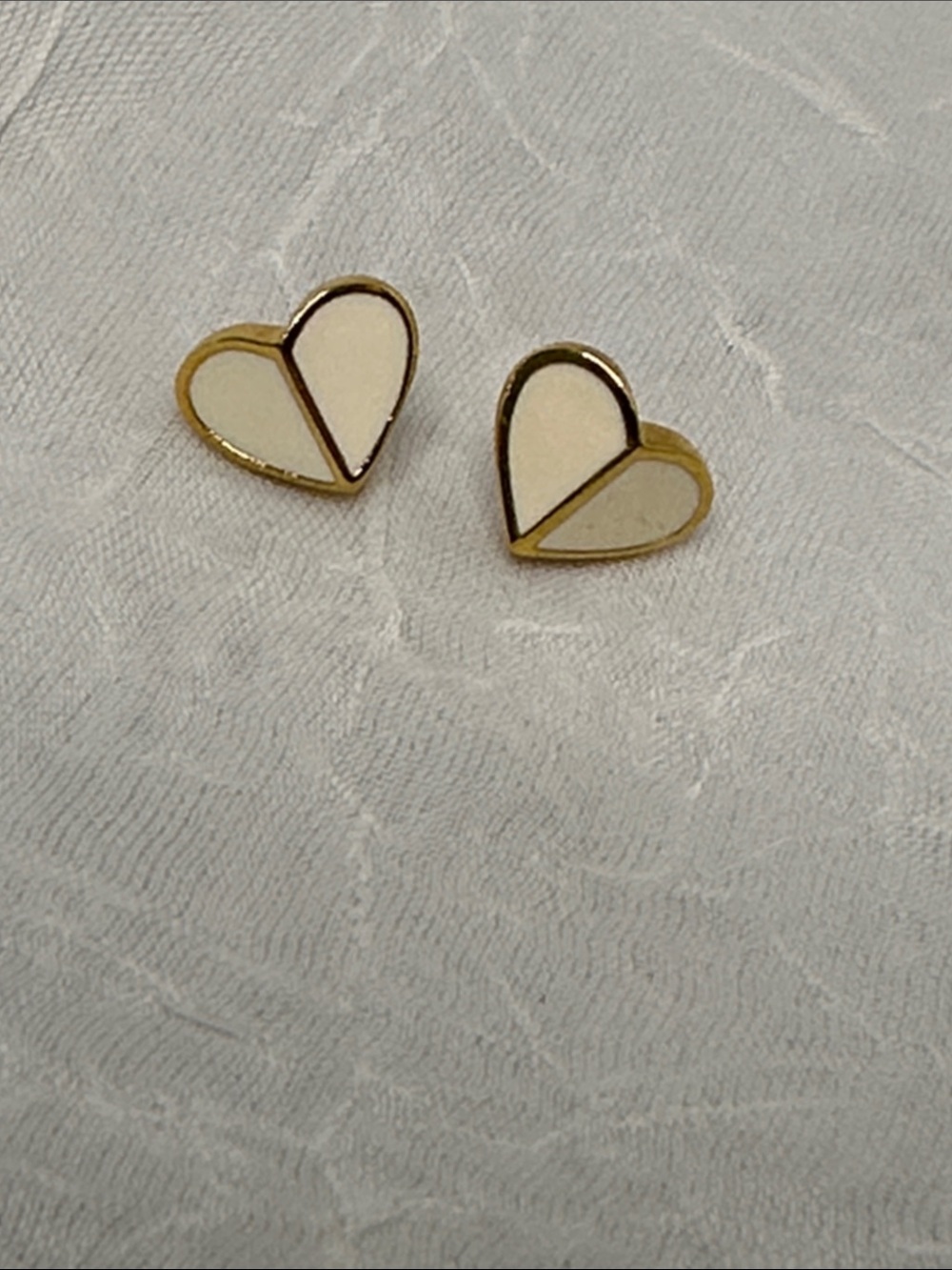 Kate Spade Gold and Cream Heart Stud Earrings - Women's Jewelry